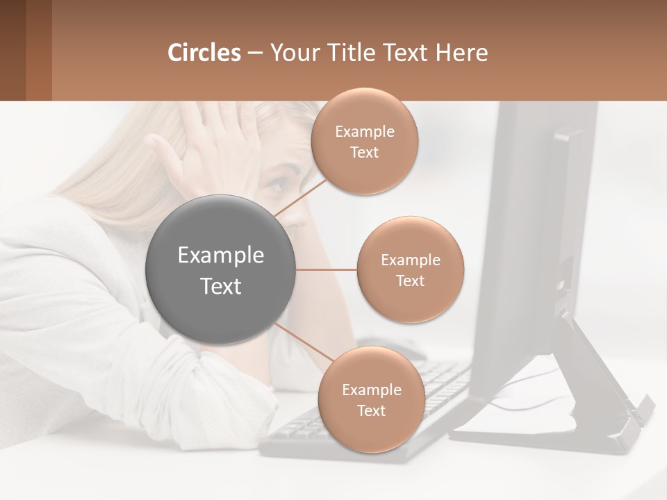 A Woman Sitting In Front Of A Computer With Her Hands On Her Head PowerPoint Template