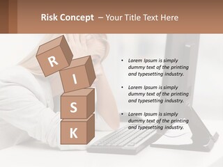 A Woman Sitting In Front Of A Computer With Her Hands On Her Head PowerPoint Template