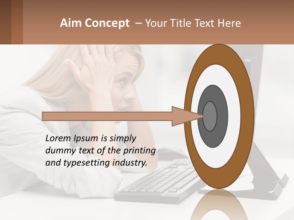 A Woman Sitting In Front Of A Computer With Her Hands On Her Head PowerPoint Template