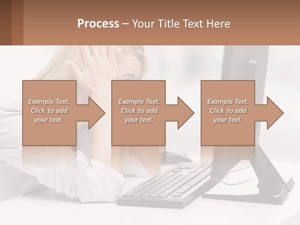 A Woman Sitting In Front Of A Computer With Her Hands On Her Head PowerPoint Template