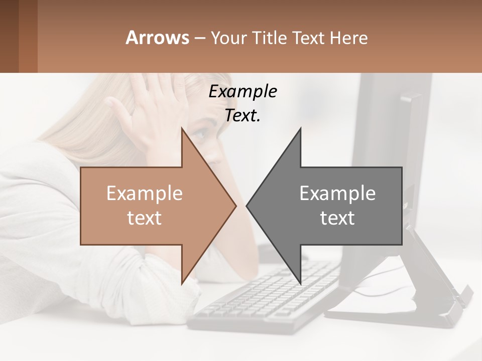 A Woman Sitting In Front Of A Computer With Her Hands On Her Head PowerPoint Template