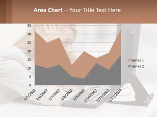 A Woman Sitting In Front Of A Computer With Her Hands On Her Head PowerPoint Template