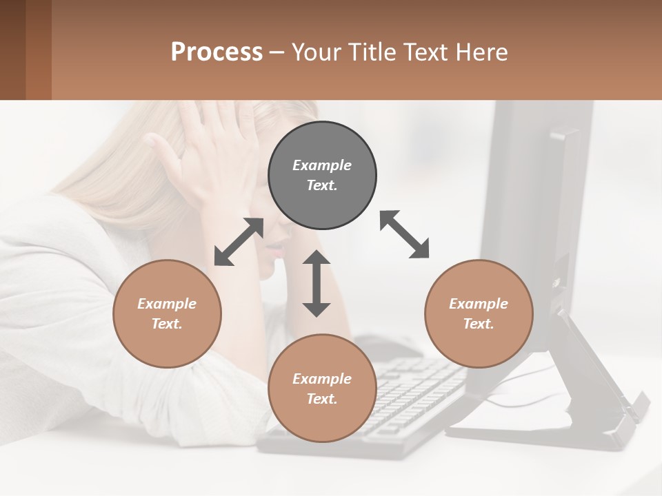 A Woman Sitting In Front Of A Computer With Her Hands On Her Head PowerPoint Template