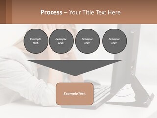 A Woman Sitting In Front Of A Computer With Her Hands On Her Head PowerPoint Template