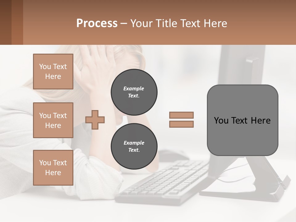 A Woman Sitting In Front Of A Computer With Her Hands On Her Head PowerPoint Template