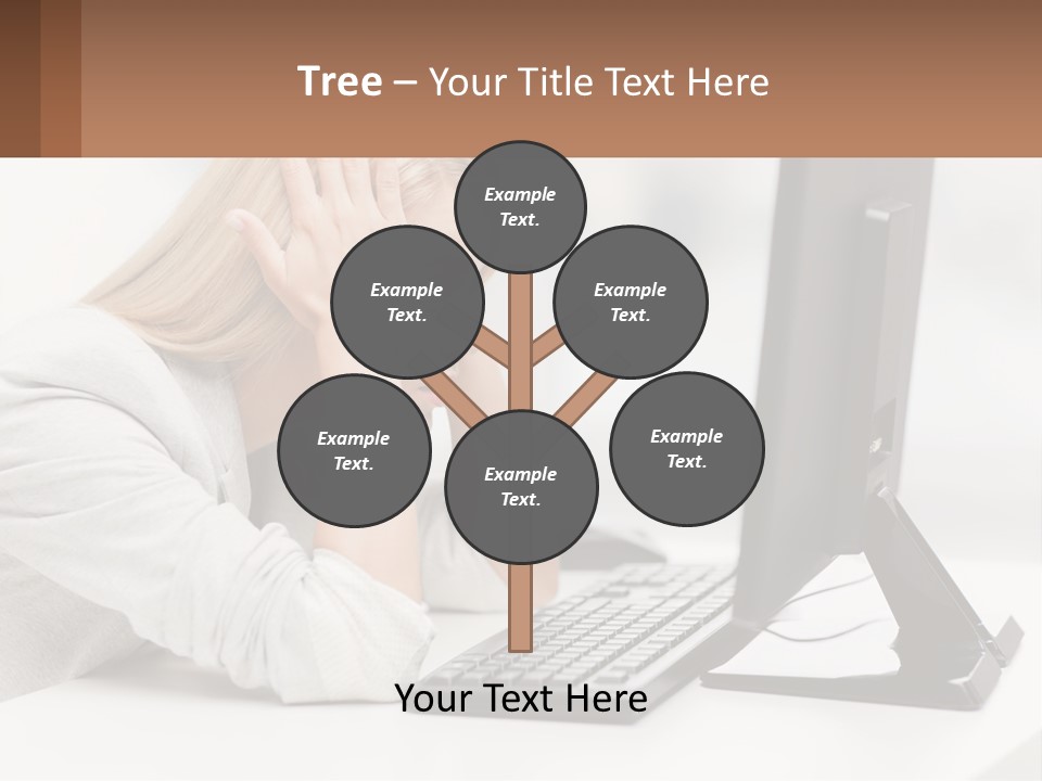 A Woman Sitting In Front Of A Computer With Her Hands On Her Head PowerPoint Template