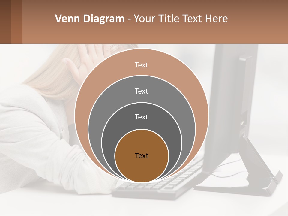 A Woman Sitting In Front Of A Computer With Her Hands On Her Head PowerPoint Template