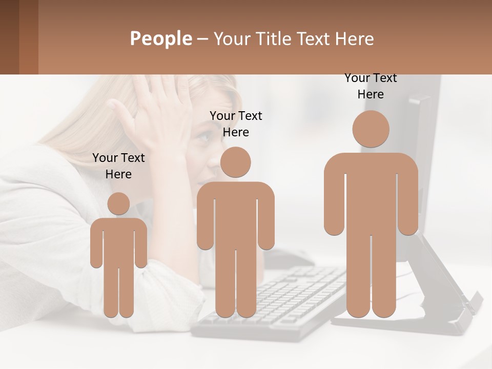 A Woman Sitting In Front Of A Computer With Her Hands On Her Head PowerPoint Template