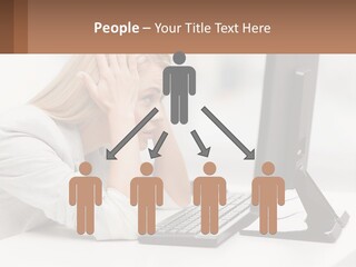 A Woman Sitting In Front Of A Computer With Her Hands On Her Head PowerPoint Template