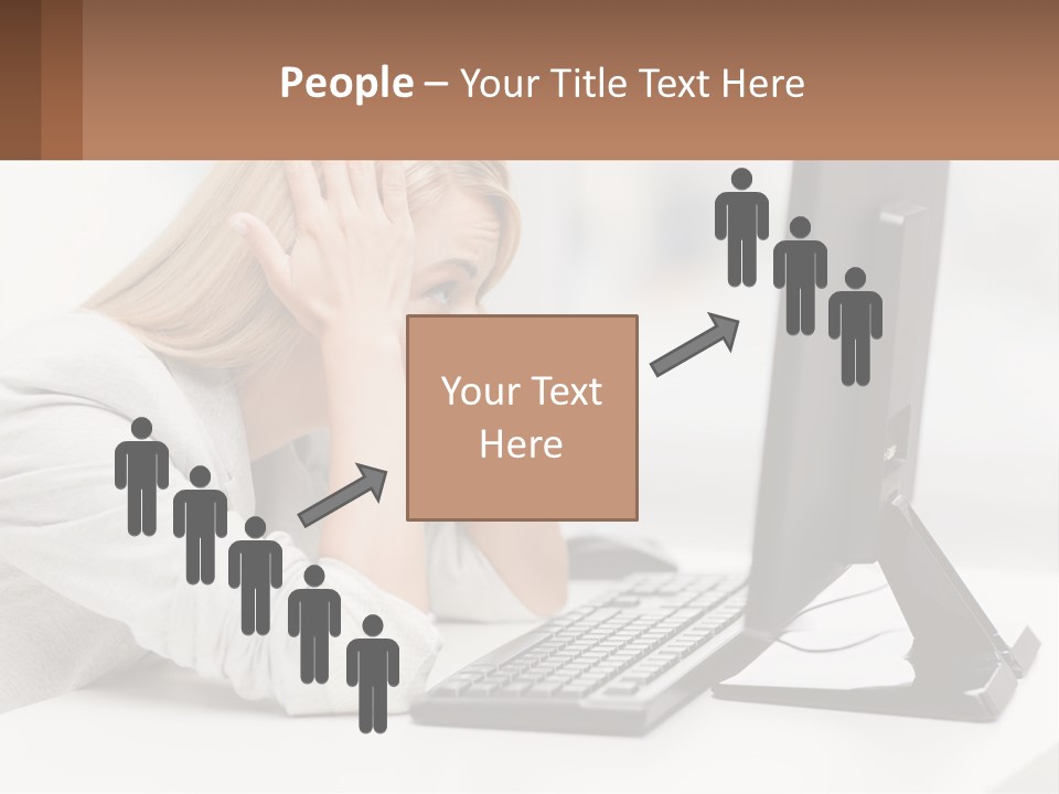 A Woman Sitting In Front Of A Computer With Her Hands On Her Head PowerPoint Template