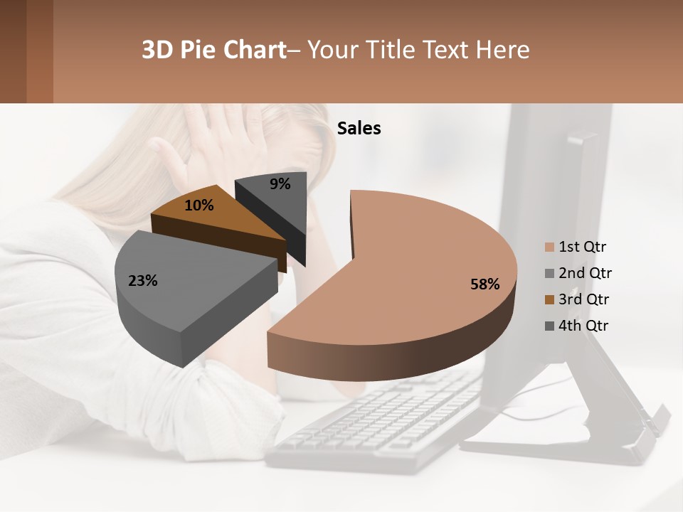A Woman Sitting In Front Of A Computer With Her Hands On Her Head PowerPoint Template