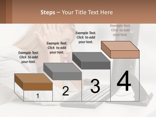 A Woman Sitting In Front Of A Computer With Her Hands On Her Head PowerPoint Template