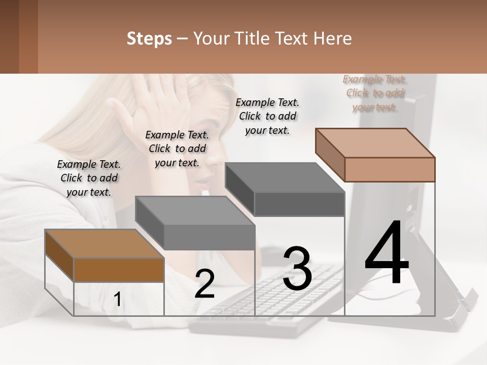 A Woman Sitting In Front Of A Computer With Her Hands On Her Head PowerPoint Template