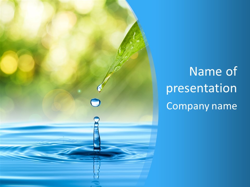 A Drop Of Water With A Green Leaf On Top Of It PowerPoint Template