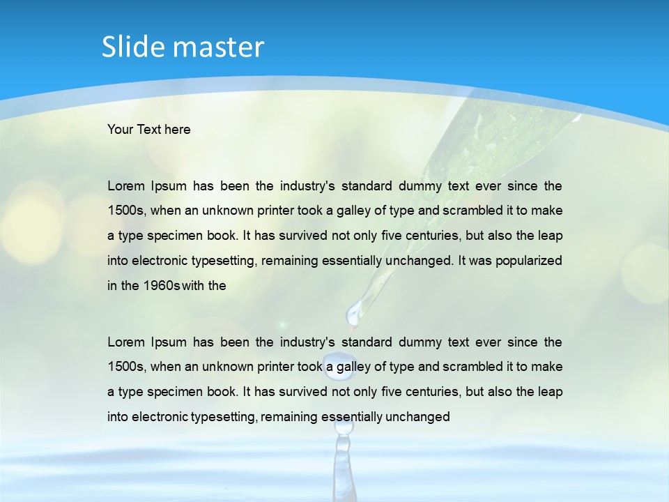 A Drop Of Water With A Green Leaf On Top Of It PowerPoint Template