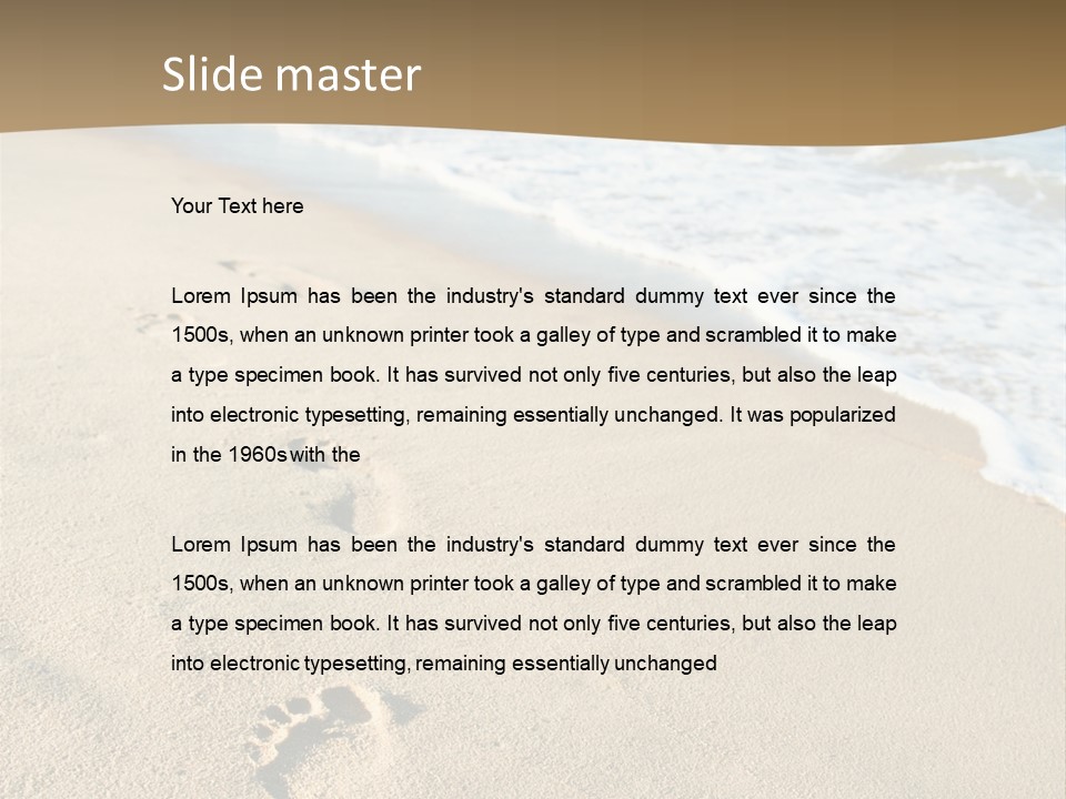 Footprints In The Sand On A Beach With The Ocean In The Background PowerPoint Template