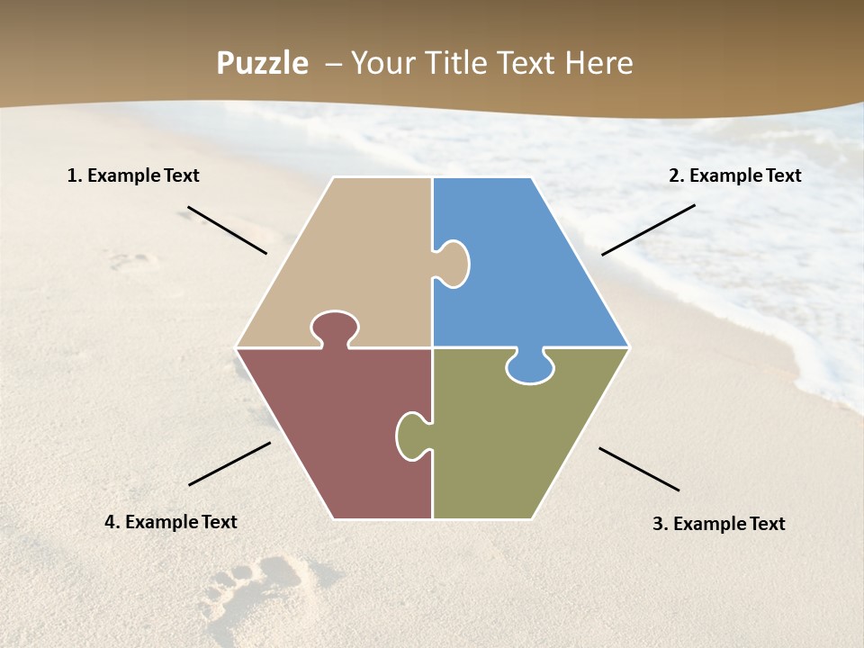 Footprints In The Sand On A Beach With The Ocean In The Background PowerPoint Template