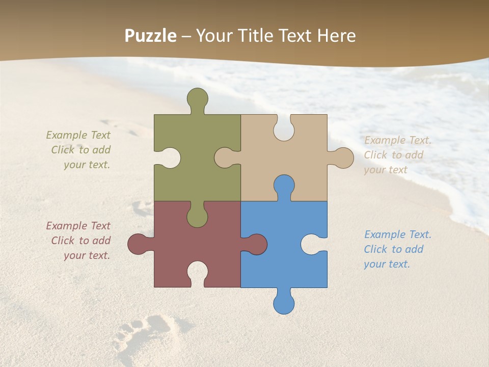 Footprints In The Sand On A Beach With The Ocean In The Background PowerPoint Template