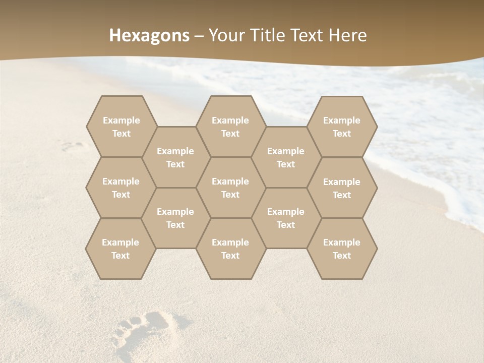Footprints In The Sand On A Beach With The Ocean In The Background PowerPoint Template