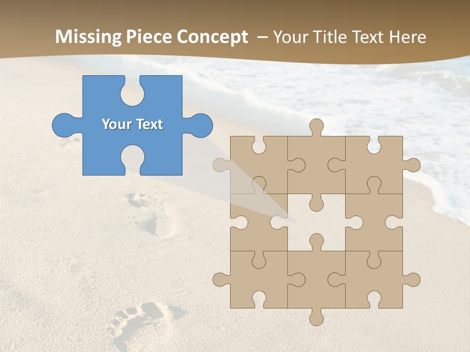 Footprints In The Sand On A Beach With The Ocean In The Background PowerPoint Template