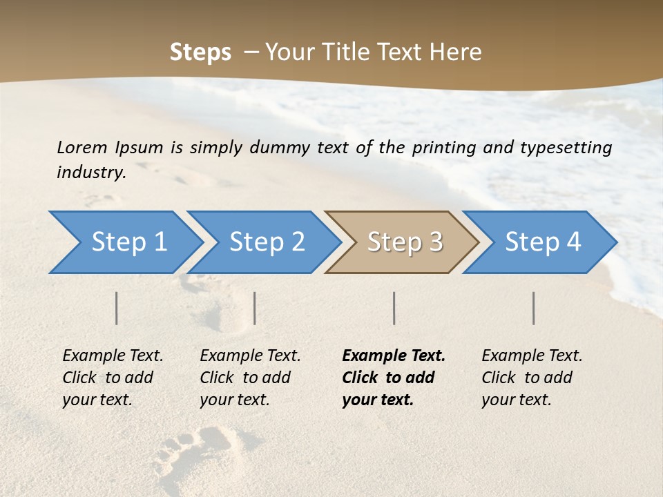 Footprints In The Sand On A Beach With The Ocean In The Background PowerPoint Template