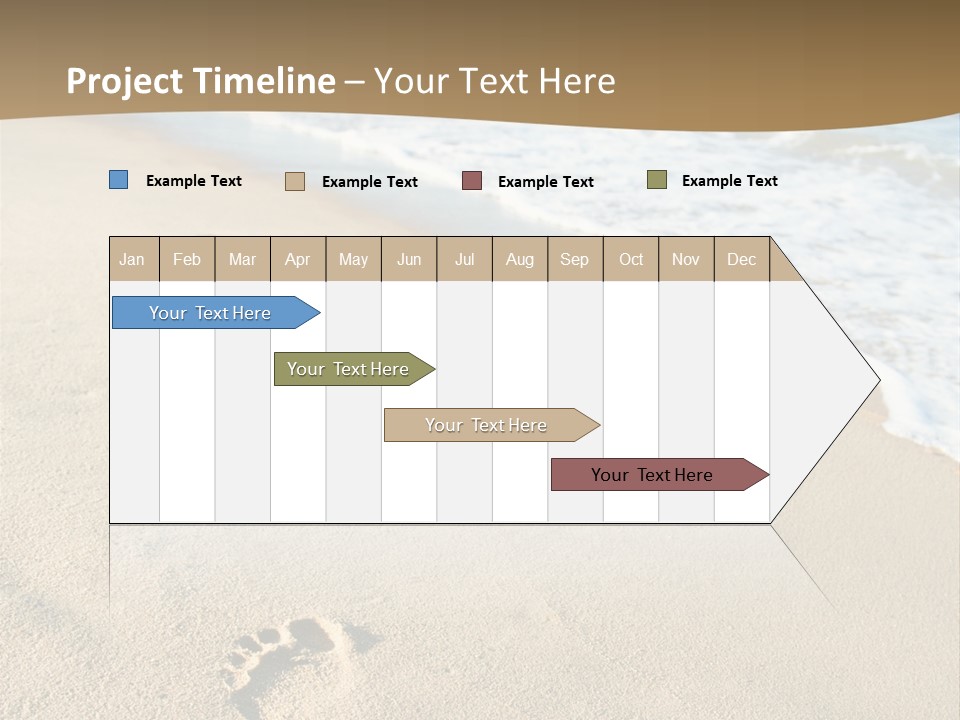 Footprints In The Sand On A Beach With The Ocean In The Background PowerPoint Template