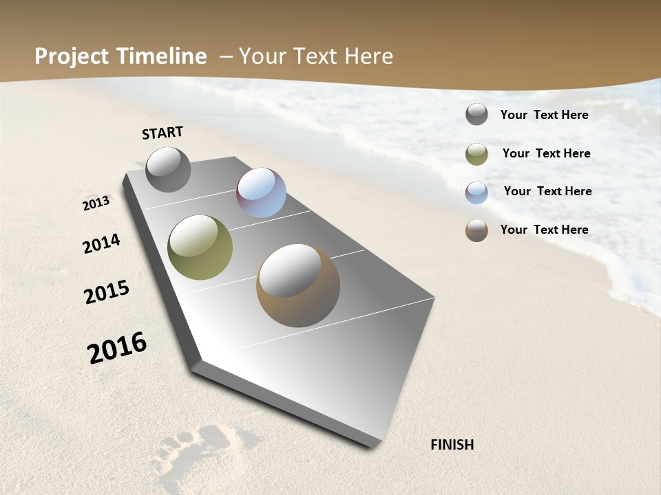 Footprints In The Sand On A Beach With The Ocean In The Background PowerPoint Template