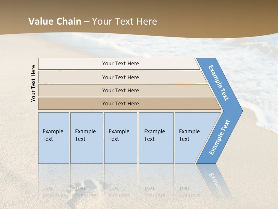 Footprints In The Sand On A Beach With The Ocean In The Background PowerPoint Template