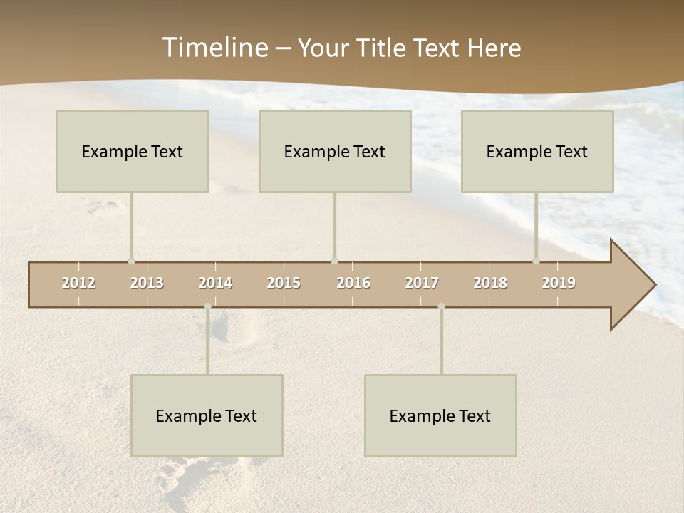 Footprints In The Sand On A Beach With The Ocean In The Background PowerPoint Template