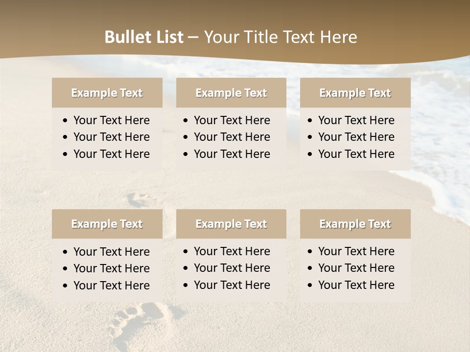 Footprints In The Sand On A Beach With The Ocean In The Background PowerPoint Template