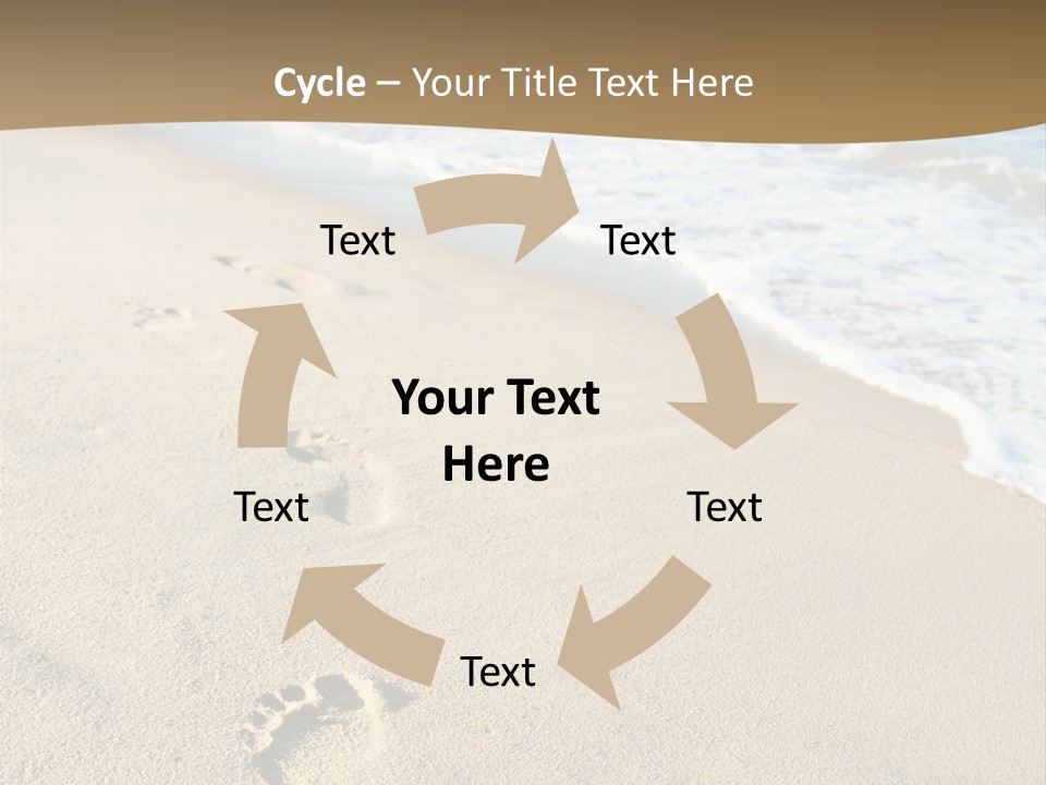 Footprints In The Sand On A Beach With The Ocean In The Background PowerPoint Template