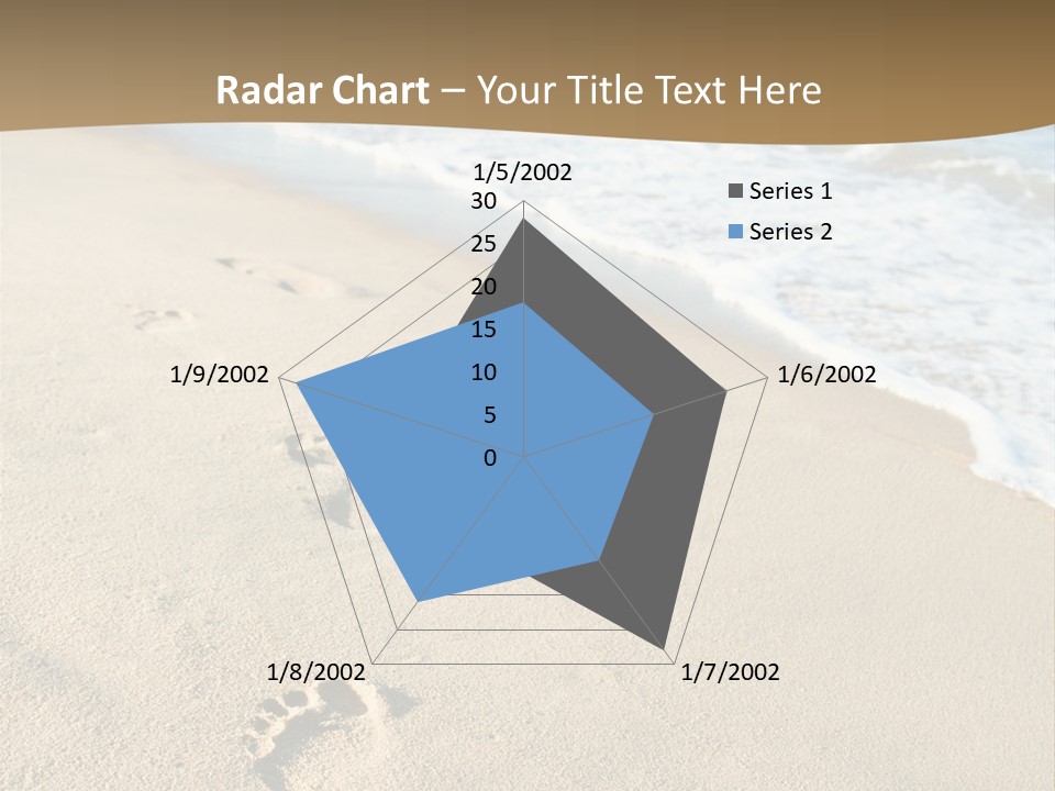 Footprints In The Sand On A Beach With The Ocean In The Background PowerPoint Template