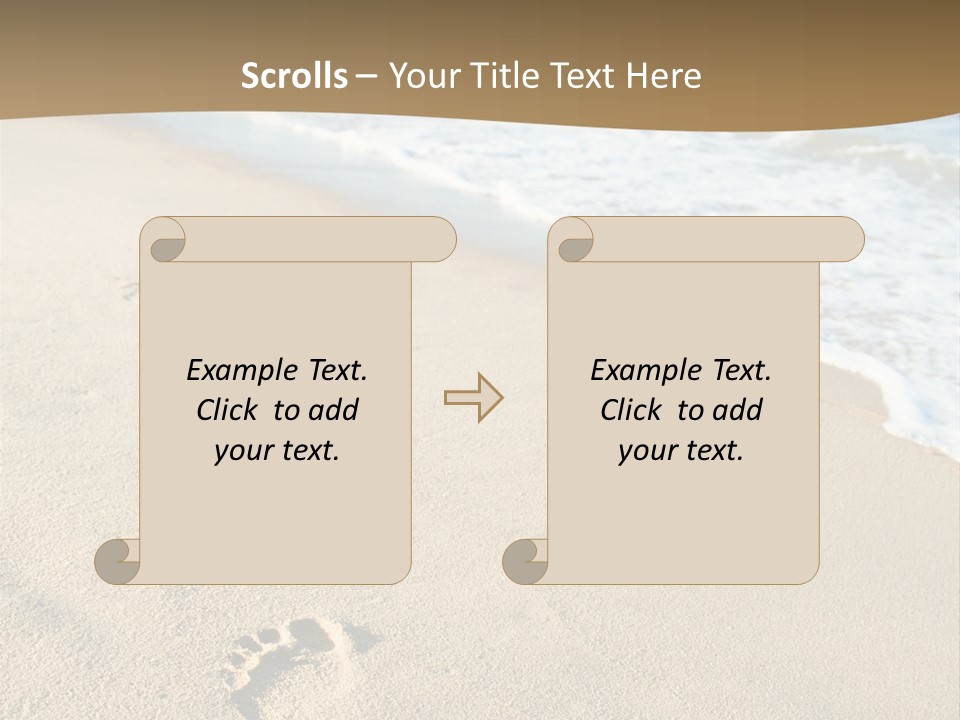 Footprints In The Sand On A Beach With The Ocean In The Background PowerPoint Template
