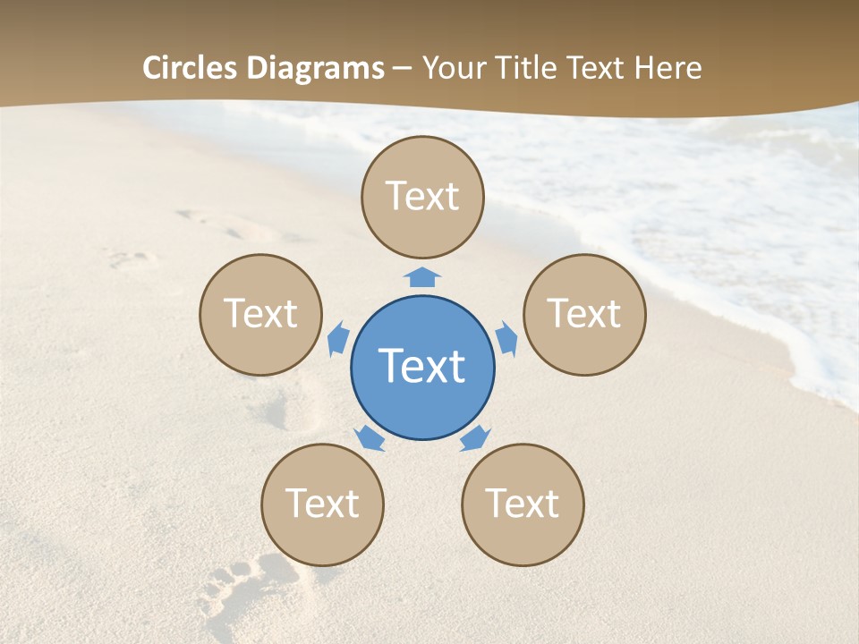 Footprints In The Sand On A Beach With The Ocean In The Background PowerPoint Template