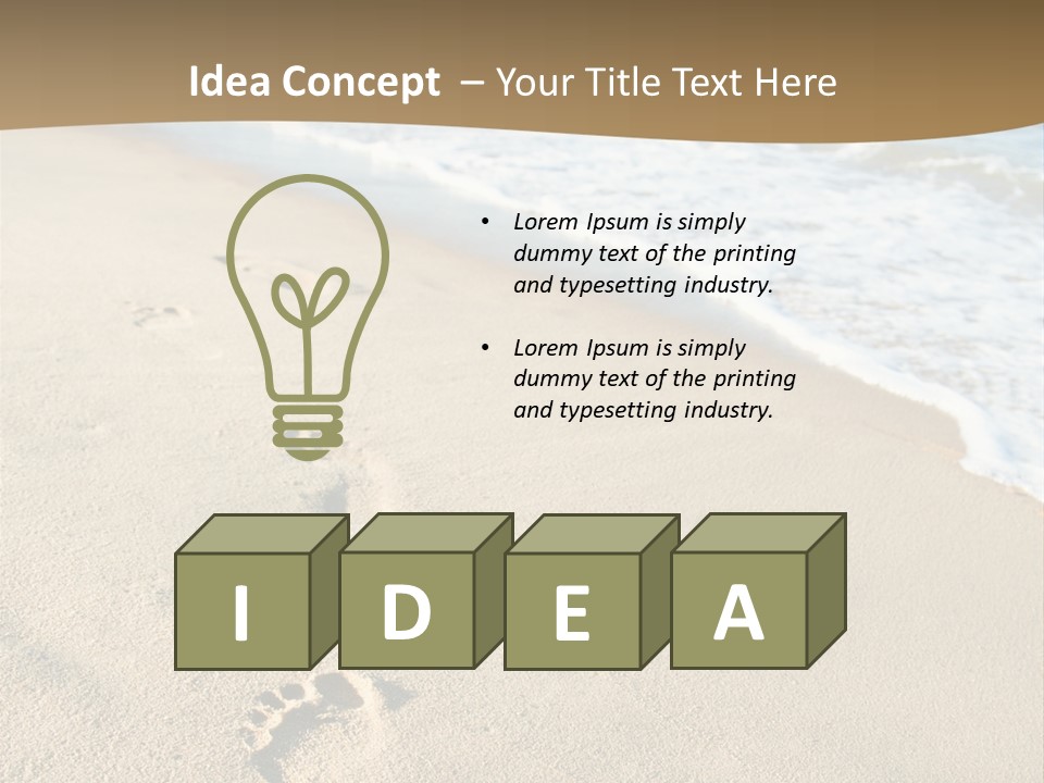 Footprints In The Sand On A Beach With The Ocean In The Background PowerPoint Template