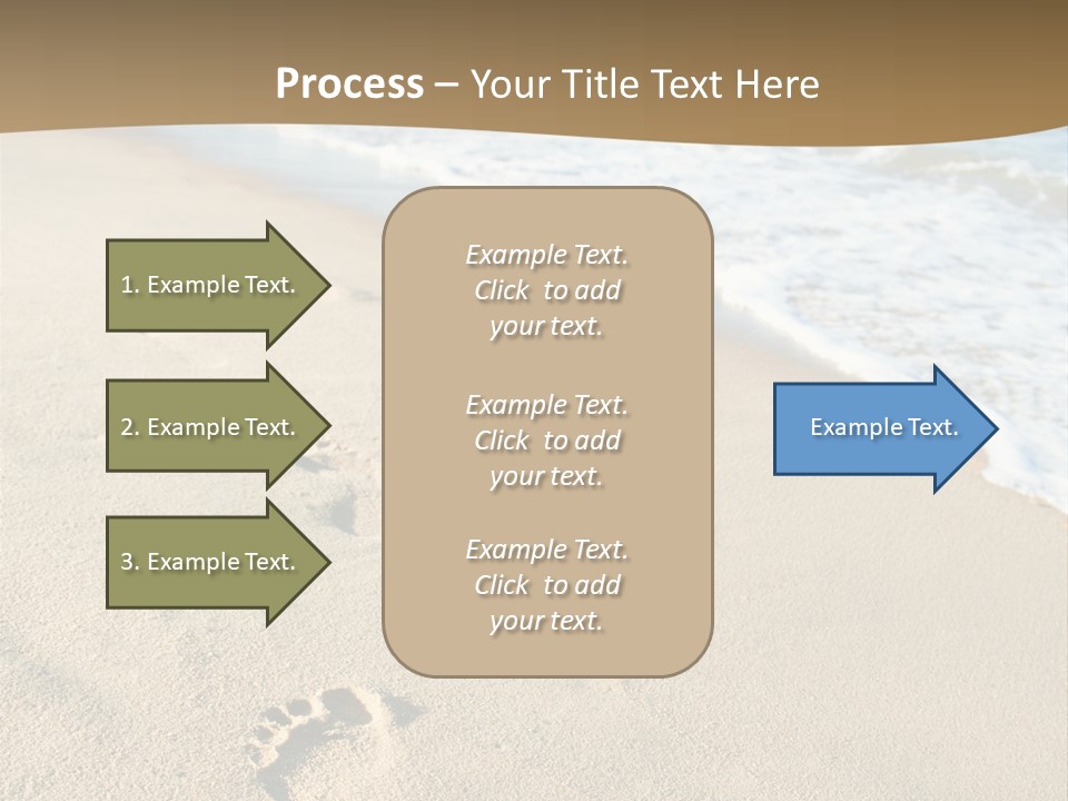 Footprints In The Sand On A Beach With The Ocean In The Background PowerPoint Template