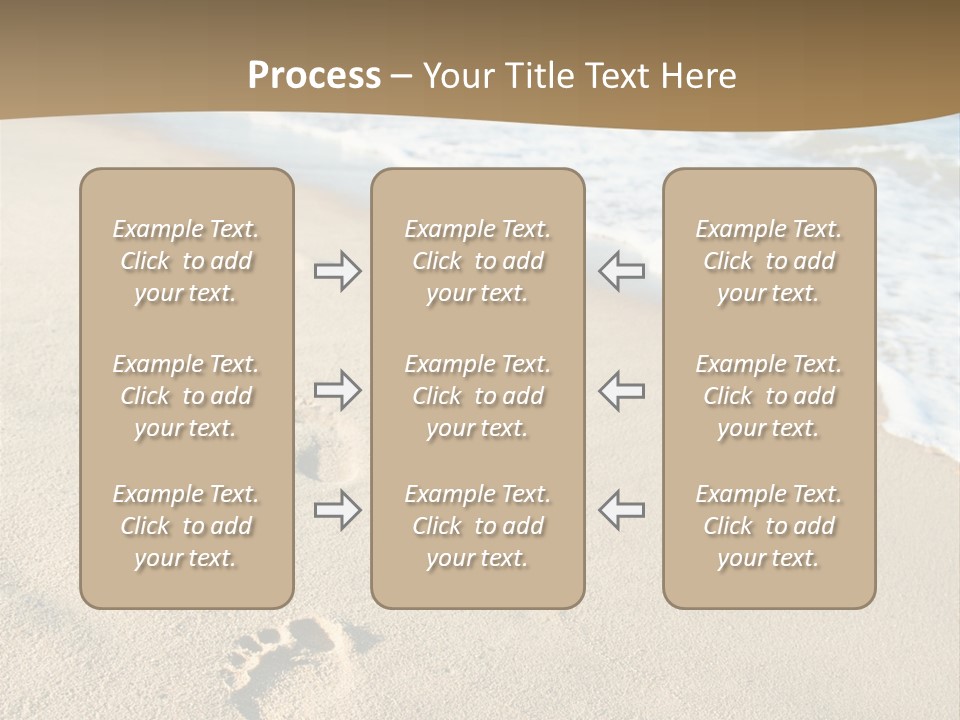 Footprints In The Sand On A Beach With The Ocean In The Background PowerPoint Template