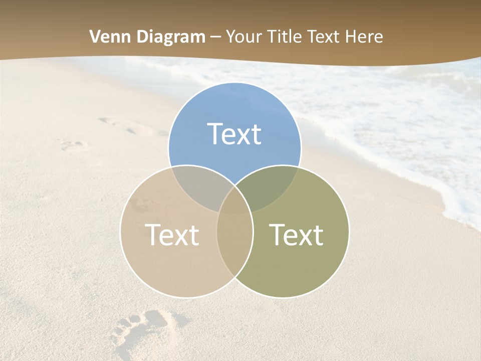 Footprints In The Sand On A Beach With The Ocean In The Background PowerPoint Template