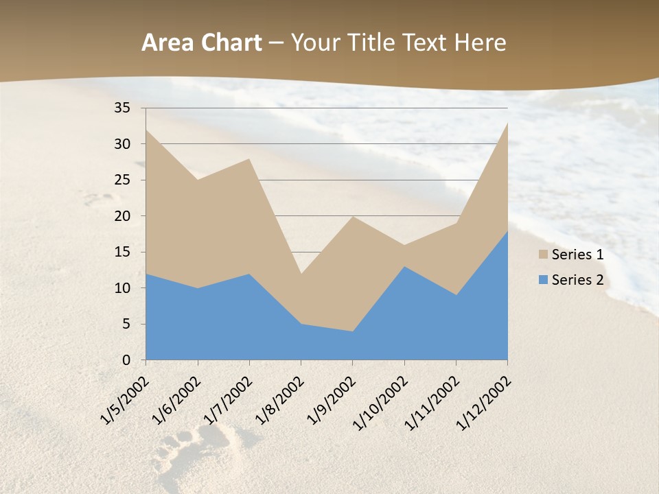 Footprints In The Sand On A Beach With The Ocean In The Background PowerPoint Template