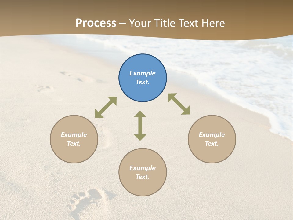 Footprints In The Sand On A Beach With The Ocean In The Background PowerPoint Template