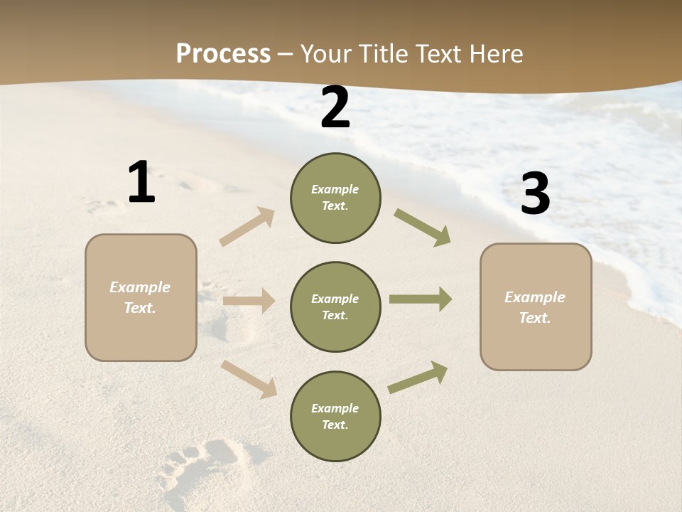 Footprints In The Sand On A Beach With The Ocean In The Background PowerPoint Template