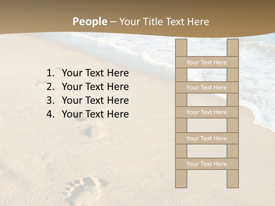Footprints In The Sand On A Beach With The Ocean In The Background PowerPoint Template