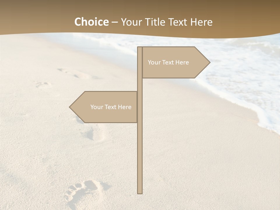 Footprints In The Sand On A Beach With The Ocean In The Background PowerPoint Template