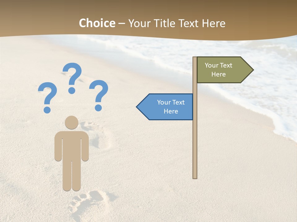 Footprints In The Sand On A Beach With The Ocean In The Background PowerPoint Template