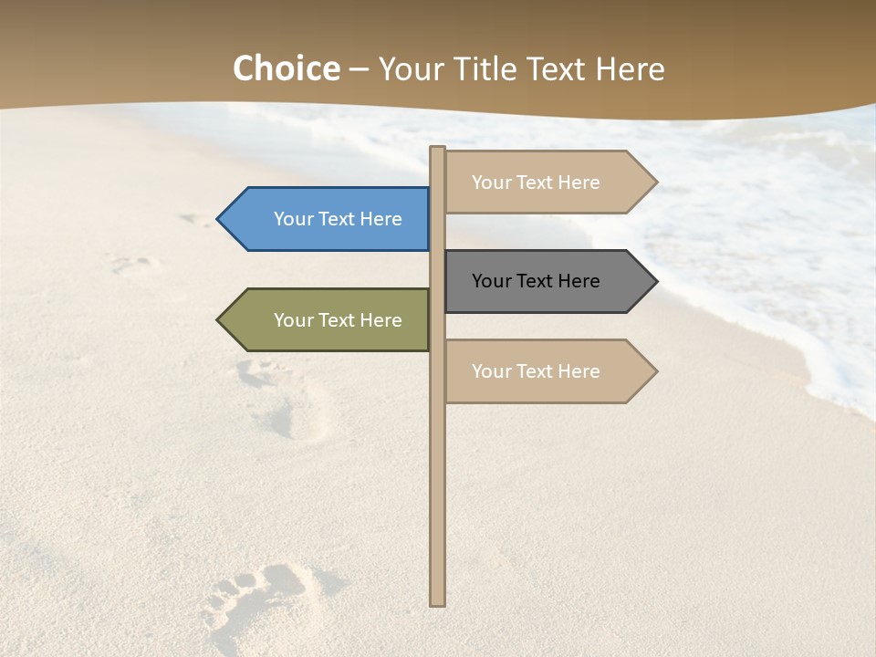 Footprints In The Sand On A Beach With The Ocean In The Background PowerPoint Template