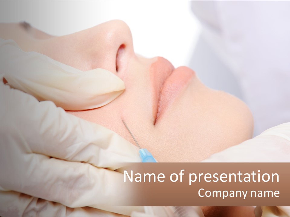 A Woman Getting A Facial Injection From A Doctor PowerPoint Template
