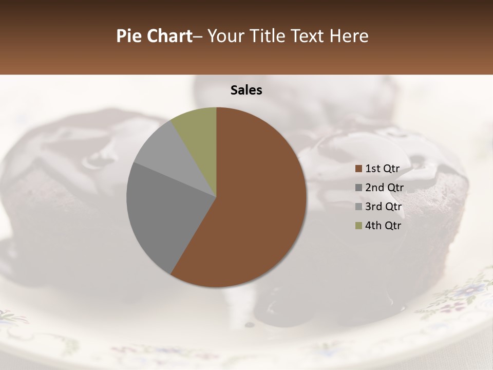 Three Chocolate Muffins On A Plate With Chocolate Drizzled On Them PowerPoint Template