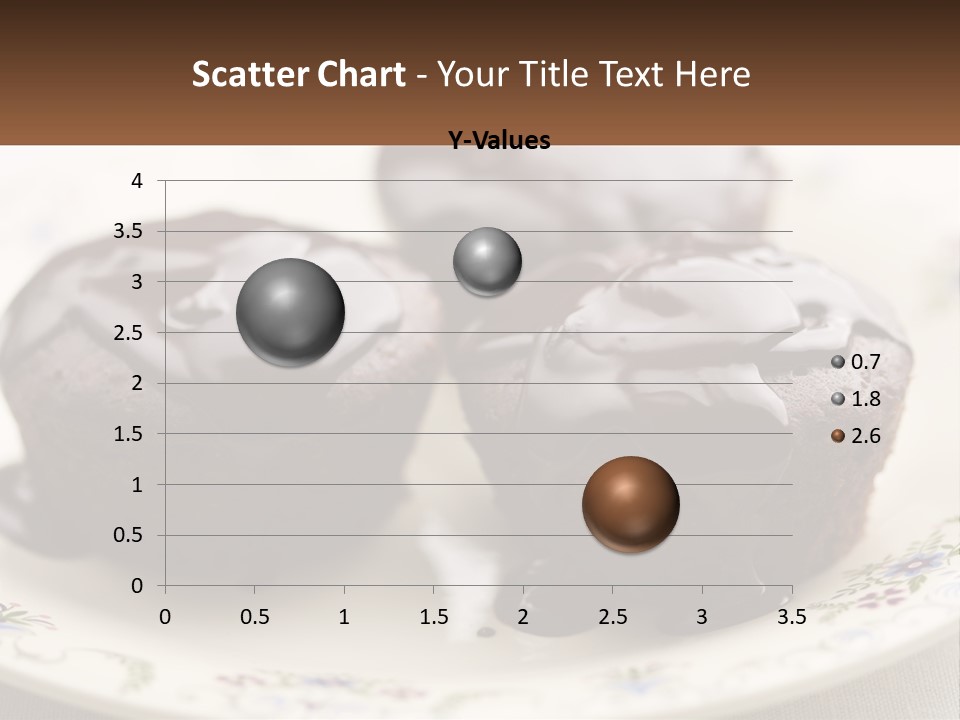 Three Chocolate Muffins On A Plate With Chocolate Drizzled On Them PowerPoint Template