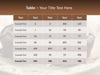 Three Chocolate Muffins On A Plate With Chocolate Drizzled On Them PowerPoint Template