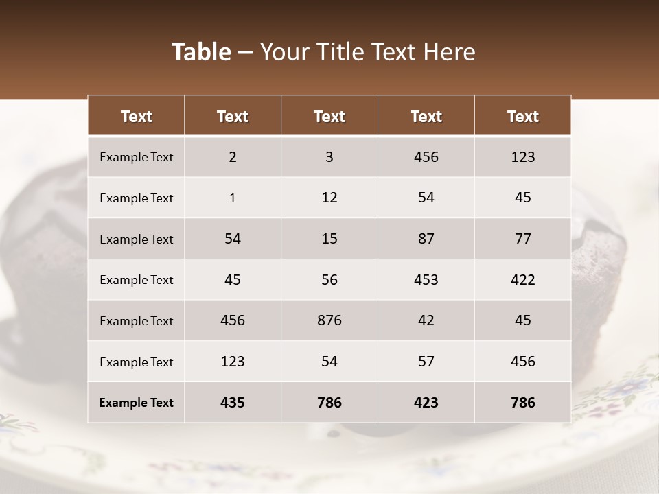 Three Chocolate Muffins On A Plate With Chocolate Drizzled On Them PowerPoint Template